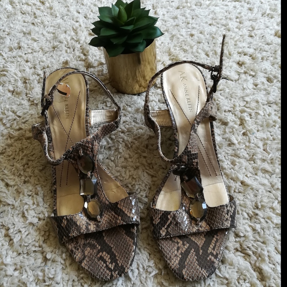 Anne Klein Snake Skin Sandal Wedges